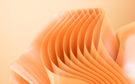 Orange abstract curvy background, desktop wallpaper, 3d rendering. 3d illustration.の写真素材
