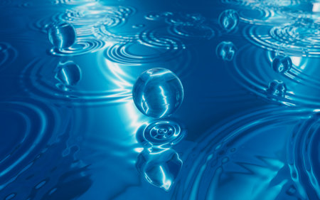 Water and raindrops, water surface background, 3d rendering. 3d illustration.の写真素材