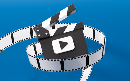 Cartoon clapper board model, 3d rendering. 3d illustration.の写真素材