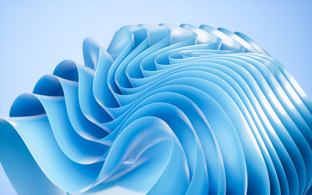 Blue abstract curvy background, desktop wallpaper, 3d rendering. 3d illustration.の写真素材