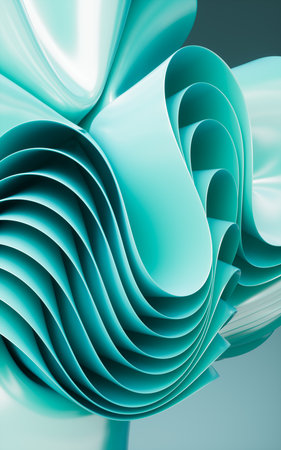 Cyan abstract curvy background, desktop wallpaper, 3d rendering. 3d illustration.の写真素材