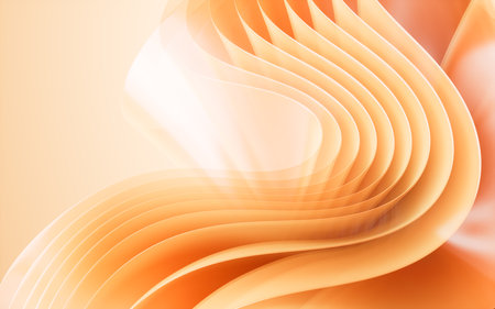 Orange abstract curvy background, desktop wallpaper, 3d rendering. 3d illustration.の写真素材