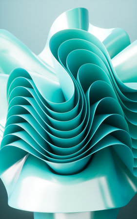 Cyan abstract curvy background, desktop wallpaper, 3d rendering. 3d illustration.の写真素材