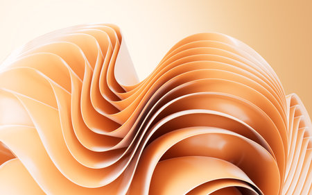 Orange abstract curvy background, desktop wallpaper, 3d rendering. 3d illustration.の写真素材