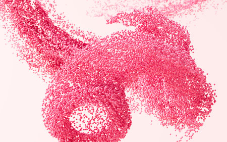 Abstract splashing particles, colorful particles, 3d rendering. 3d illustration.の写真素材