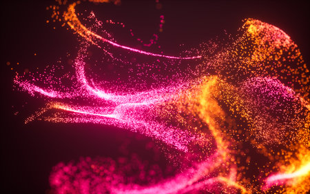 Gradient abstract glowing particles, 3d rendering. 3d illustration.の写真素材