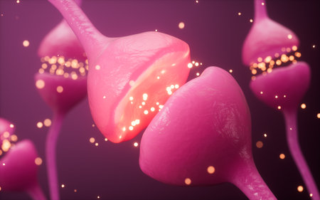 Neurons and synapses, nervous system concept, 3d rendering. 3d illustration.の写真素材