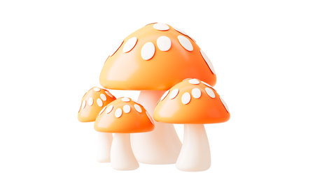 Cartoon cute mushroom isolated, 3d rendering. 3d illustration.の写真素材