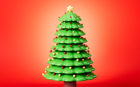Cartoon christmas tree isolated, 3d rendering. 3d illustration.の写真素材