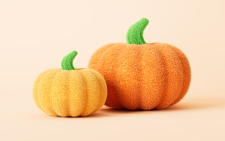 Cushions shaped like cartoon pumpkin, pumpkin shaped sofa, 3d rendering. 3d illustration.の写真素材