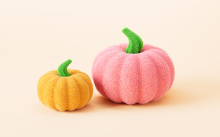 Cushions shaped like cartoon pumpkin, pumpkin shaped sofa, 3d rendering. 3d illustration.の写真素材