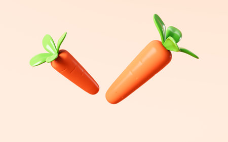 Cartoon whole orange carrot isolated, 3d rendering. 3d illustration.の写真素材