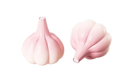 Cartoon garlic and garlic cloves model , 3d rendering. 3d illustration.の写真素材