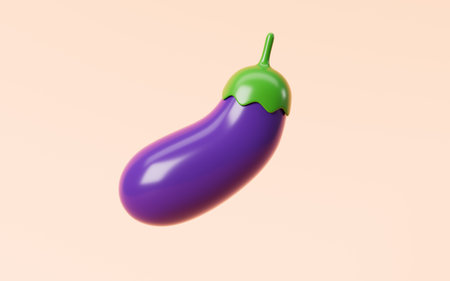 Cartoon purple eggplant model, 3d rendering. 3d illustration.の写真素材