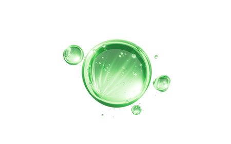 Green glass spheres with molecule, Concept skin care Cosmetics background, 3D rendering. 3d illustration.の写真素材