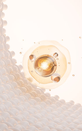 Abstract braided fabric and gold cells, 3d rendering. 3d illustration.の写真素材