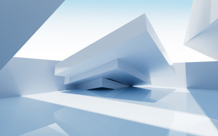 White abstract architecture background, 3d rendering. 3d illustration.の写真素材