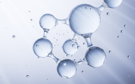 Transparent glass molecule, Concept skin care Cosmetics background, 3D rendering. 3d illustration.の写真素材