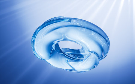 Blue abstract glass curve background, 3d rendering. 3d illustration.の写真素材