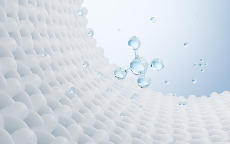 Abstract braided fabric and transparent molecule, 3d rendering. 3d illustration.の写真素材