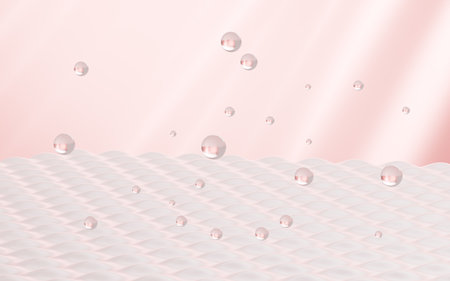 White abstract curves background and transparent glass spheres, 3d rendering. 3d illustration.の写真素材