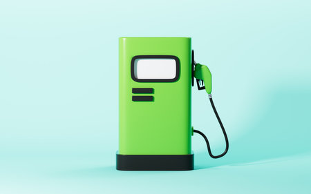 Cartoon gas pump, Green Energy, Environmental Alternative Energy Concept, 3d rendering. 3d illustration.の写真素材