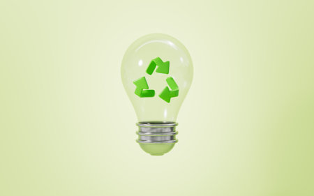 Cartoon green recyclable logo, 3d rendering. 3d illustration.の写真素材