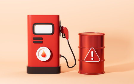 Cartoon petrol filling station and gasoline can, 3d rendering. 3d illustration.の写真素材