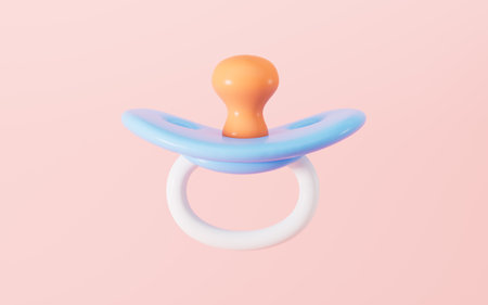 Baby pacifier, baby soother, baby products, 3d rendering. 3d illustration.