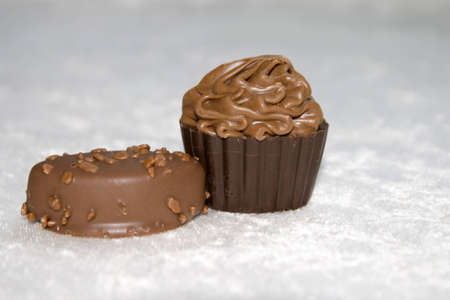 two pieces of chocolateの写真素材
