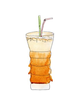 watercolor latteの写真素材