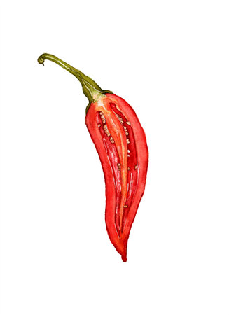 watercolor red pepperの写真素材