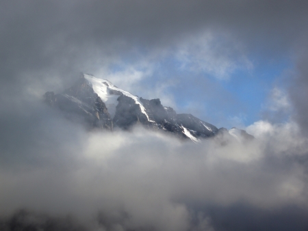 Snowy mountain peak の写真素材