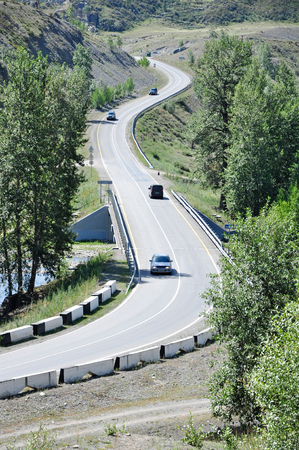 Cars go by the bridge.の写真素材