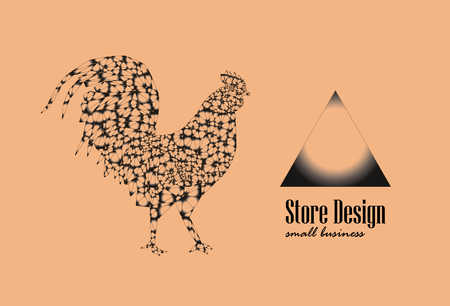 Black cock on yelloowのイラスト素材