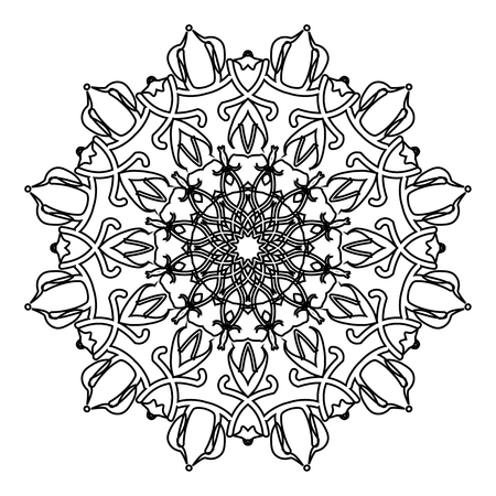 Coloring book page. Round decorative ethnic motifのイラスト素材