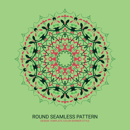 Floral round design sign. Vintage circular patternのイラスト素材