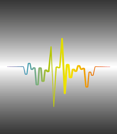 Vector Rainbow pulse Wave player with neon lineのイラスト素材
