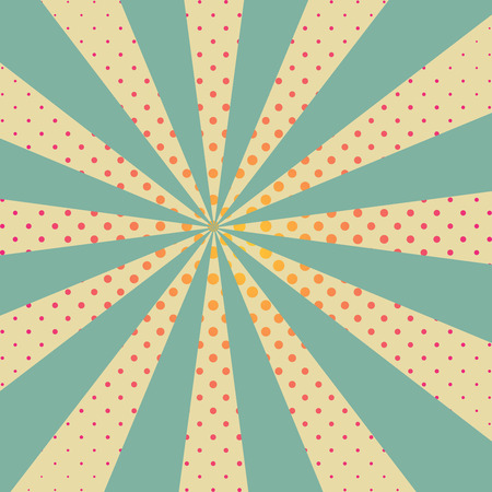 Background with retro rays and red dots. Cartoon pop art template.のイラスト素材