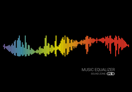 Audio colorful wave  . Pulse music player on black. Vector equalizer elementのイラスト素材