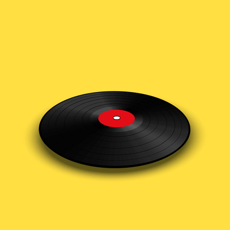 Poster of vinyl player record. Music label logo. Trendy gradient line style music illustration. Retro party with vinyl music.の写真素材
