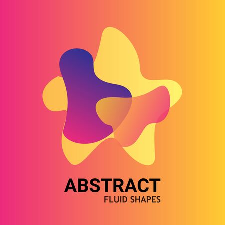 Abstract Gradient graphic elements, Dynamical colored liquid forms, Modern fluid presentation templateのイラスト素材
