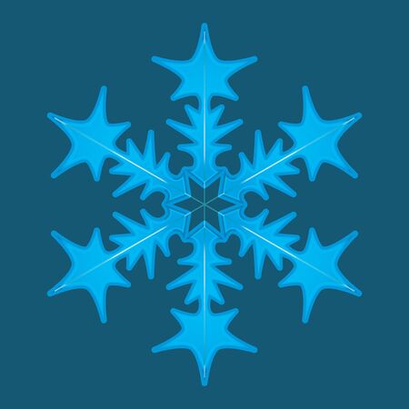 Neon snowflake logo. Winter blue isolate icon silhouette on dark blue background. Snowflake icon...