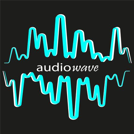 Sound waves on black background. Modern music equalizer element. Digital flat isolated audio symbol. Vector waveform technologyのイラスト素材