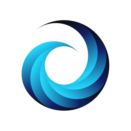 Swirl design logo. Abstract business web icon. Stylized blue circle symbol, isolated pattern emblem. Jpegの写真素材