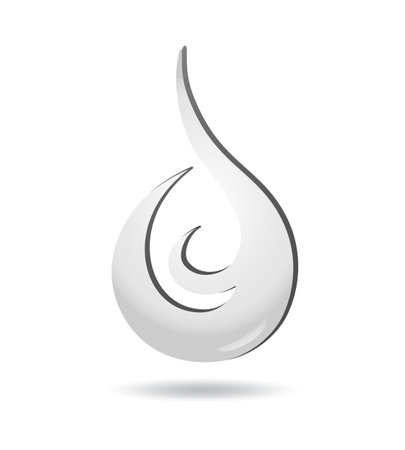 White drop   with shadow. Ecology wave concept clean water. Aqua droplet   idea of health. Waterdrop icon template.   illustrationの写真素材