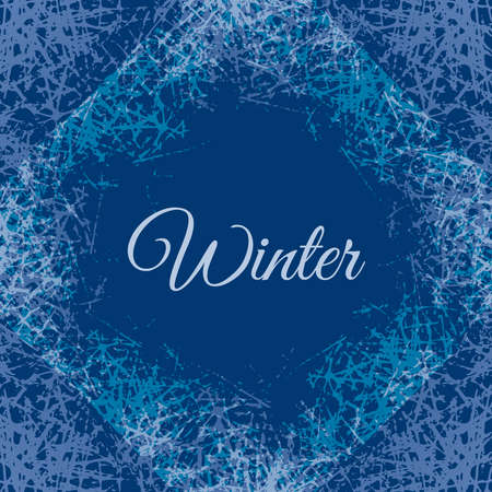 Ice crystals texture design frame. Vector abstract background with frosted patternsのイラスト素材