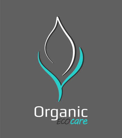Contour green leaf   as mockup of seedling, growing plant. Stylized eco greens symbol. Natural care ecology icon template. Vector organic signのイラスト素材