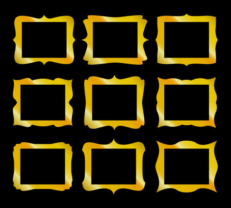 Gold vintage frames set. Blank borders of various shapes. Retro labels, elements for your design. Jpegの写真素材