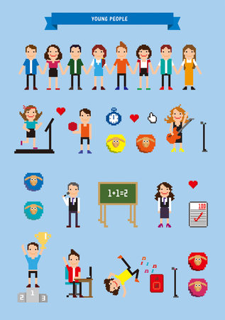 Icon of young people in schoolのイラスト素材